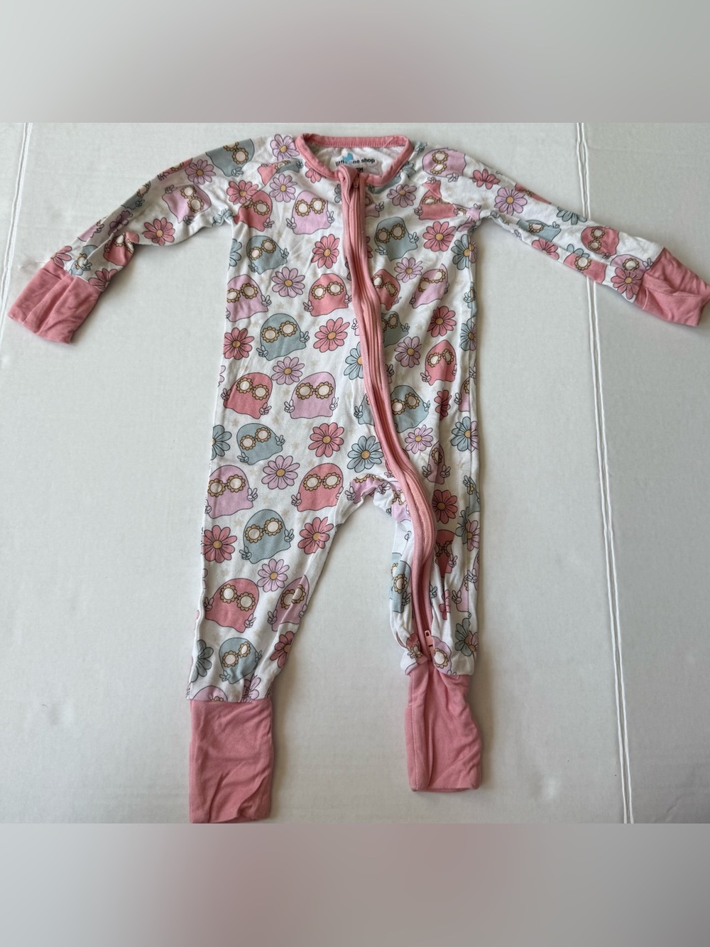 Little One Shop Bamboo Floral Ghost Convertible Sleeper 3–6 Months